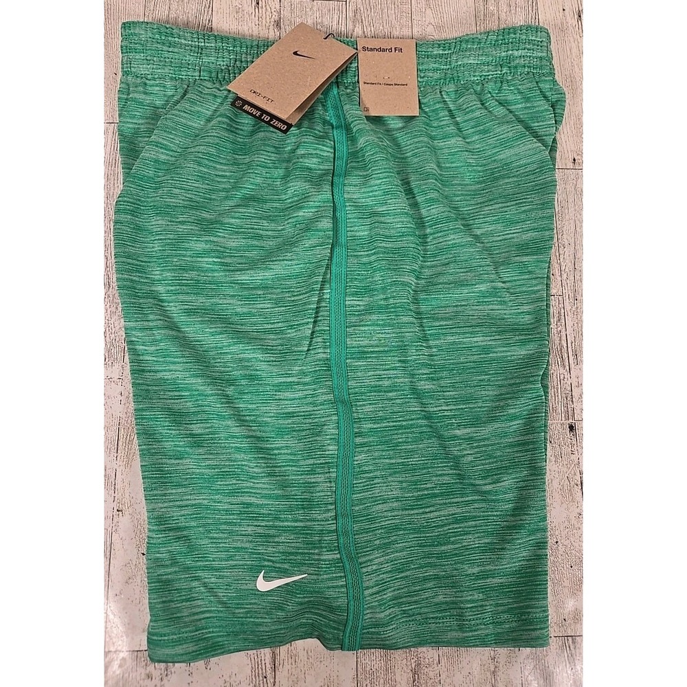 Nike Boys Shorts XL Training Heathered Green Standard Fit Pockets Dri Fit NEW